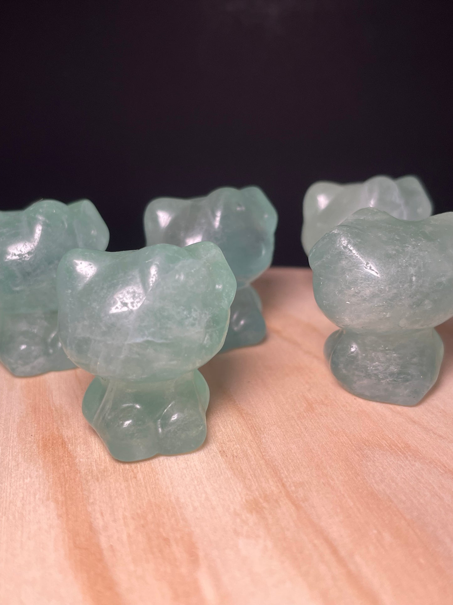 Green Fluorite Crystal Kitties