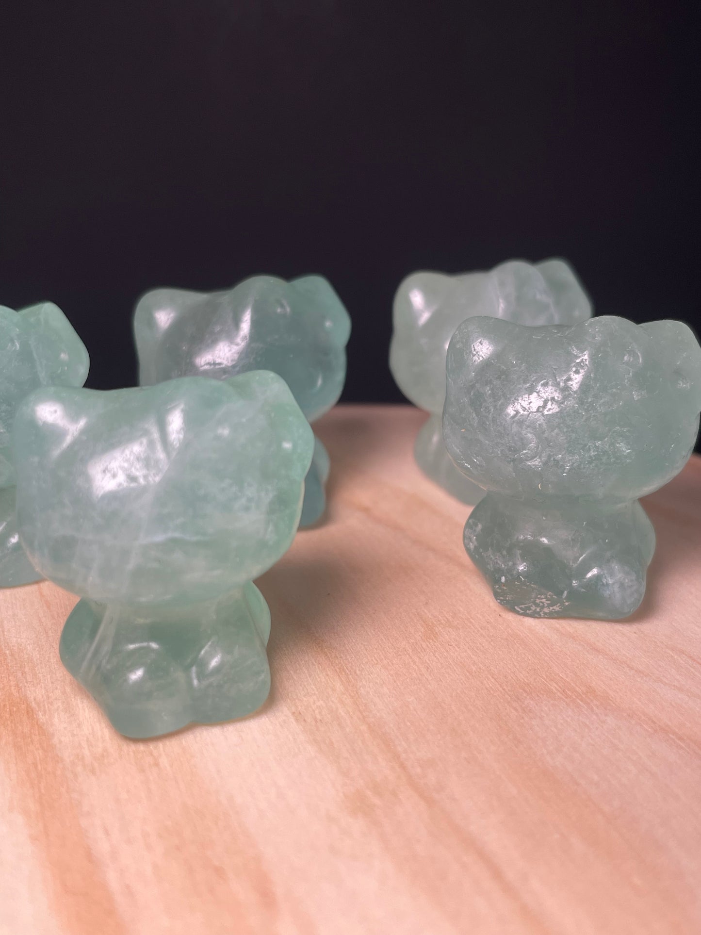 Green Fluorite Crystal Kitties