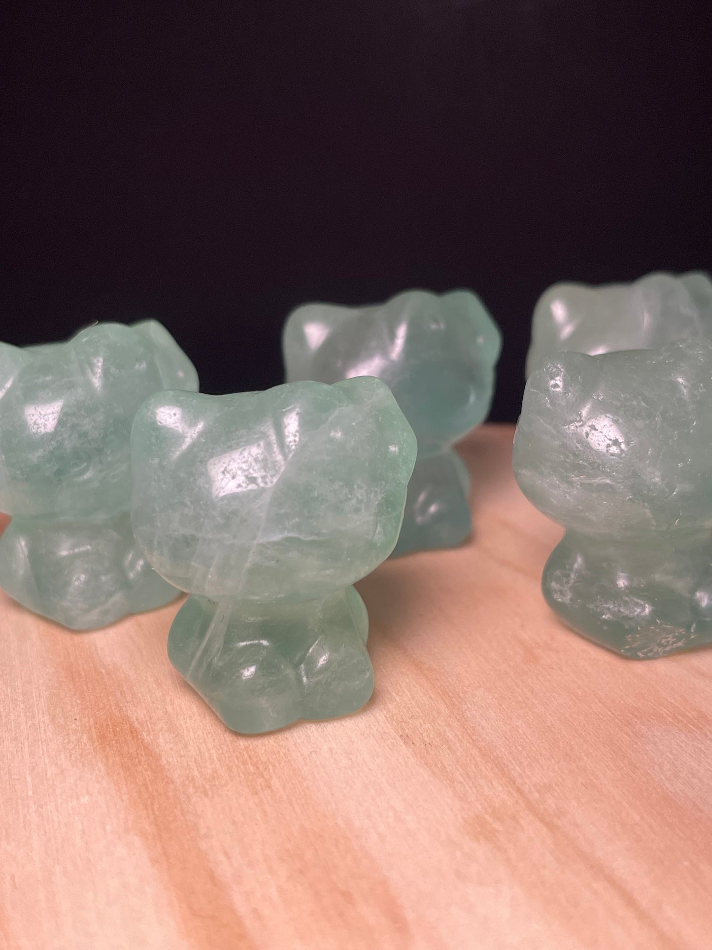 Green Fluorite Crystal Kitties