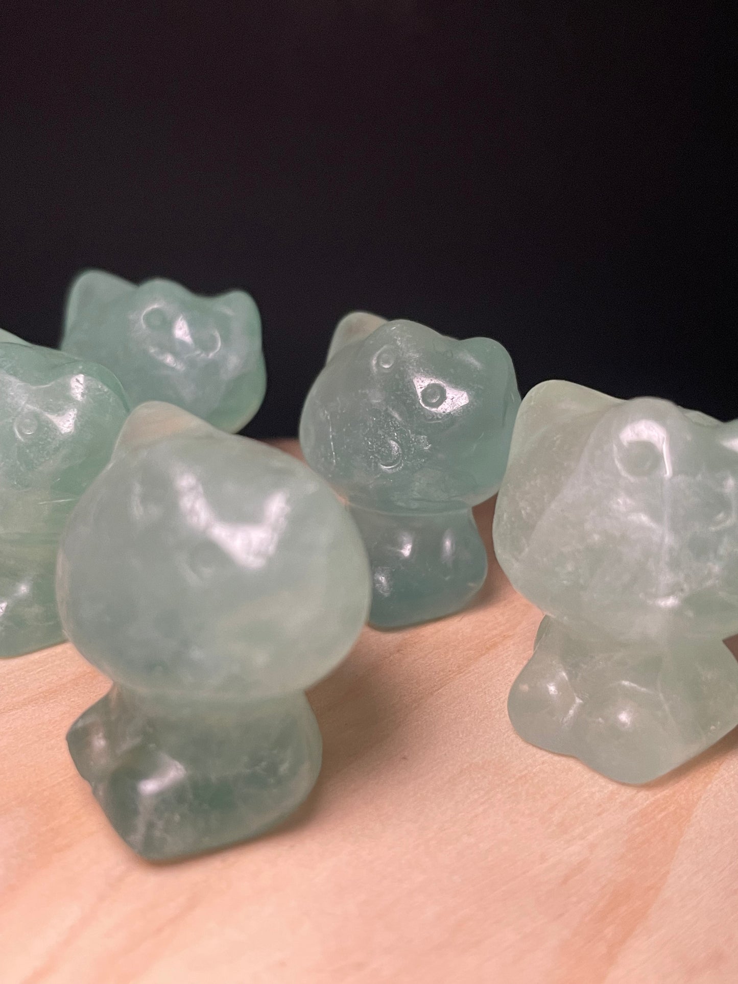 Green Fluorite Crystal Kitties