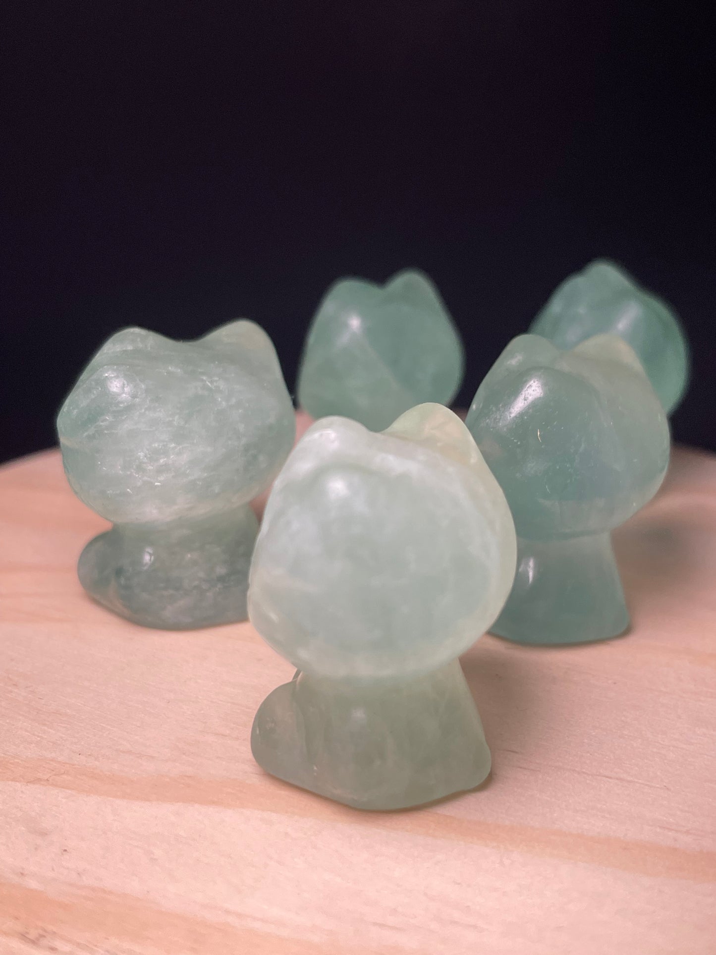 Green Fluorite Crystal Kitties
