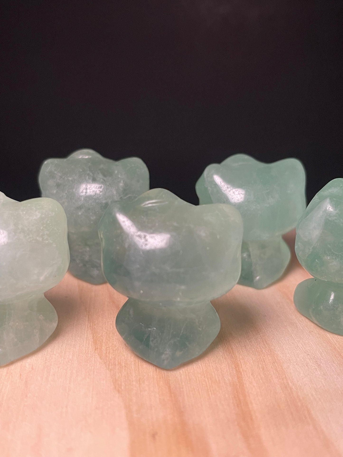 Green Fluorite Crystal Kitties