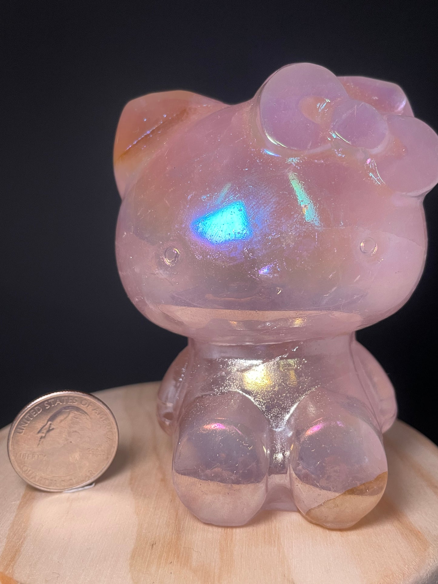 X-Large Aura Rose Quartz Crystal Kitties