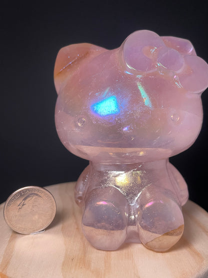 X-Large Aura Rose Quartz Crystal Kitties