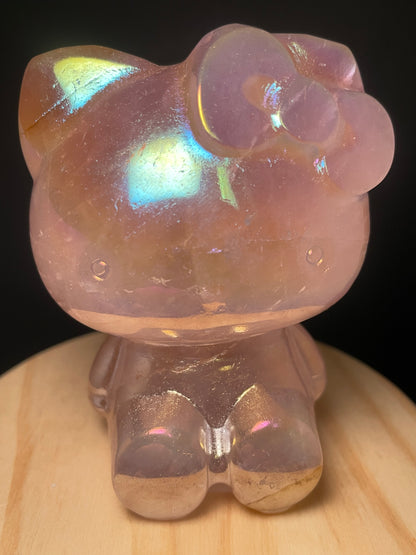 X-Large Aura Rose Quartz Crystal Kitties