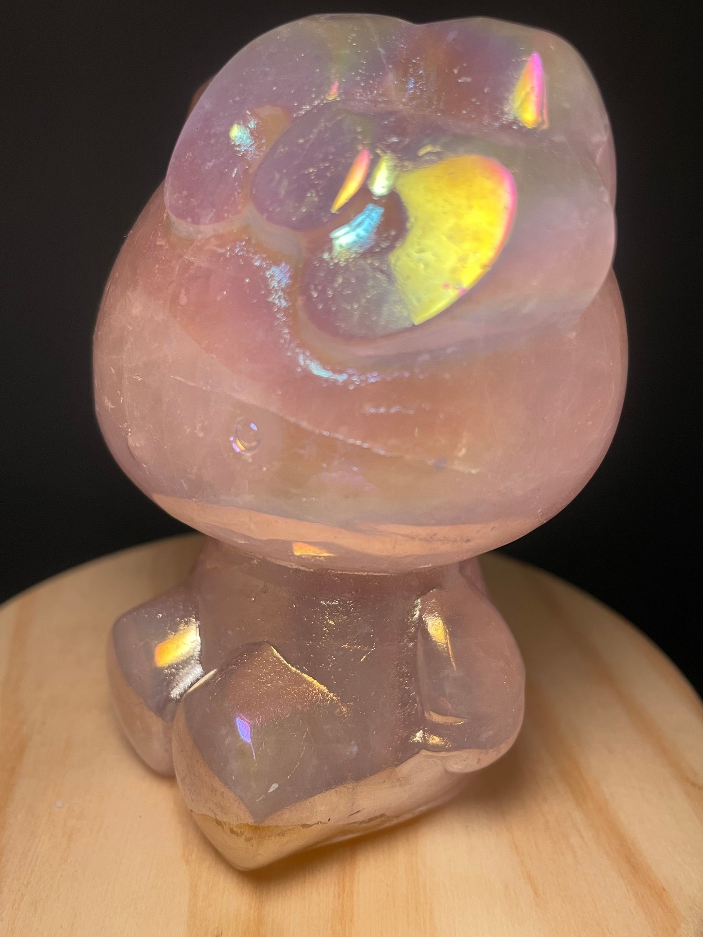 X-Large Aura Rose Quartz Crystal Kitties