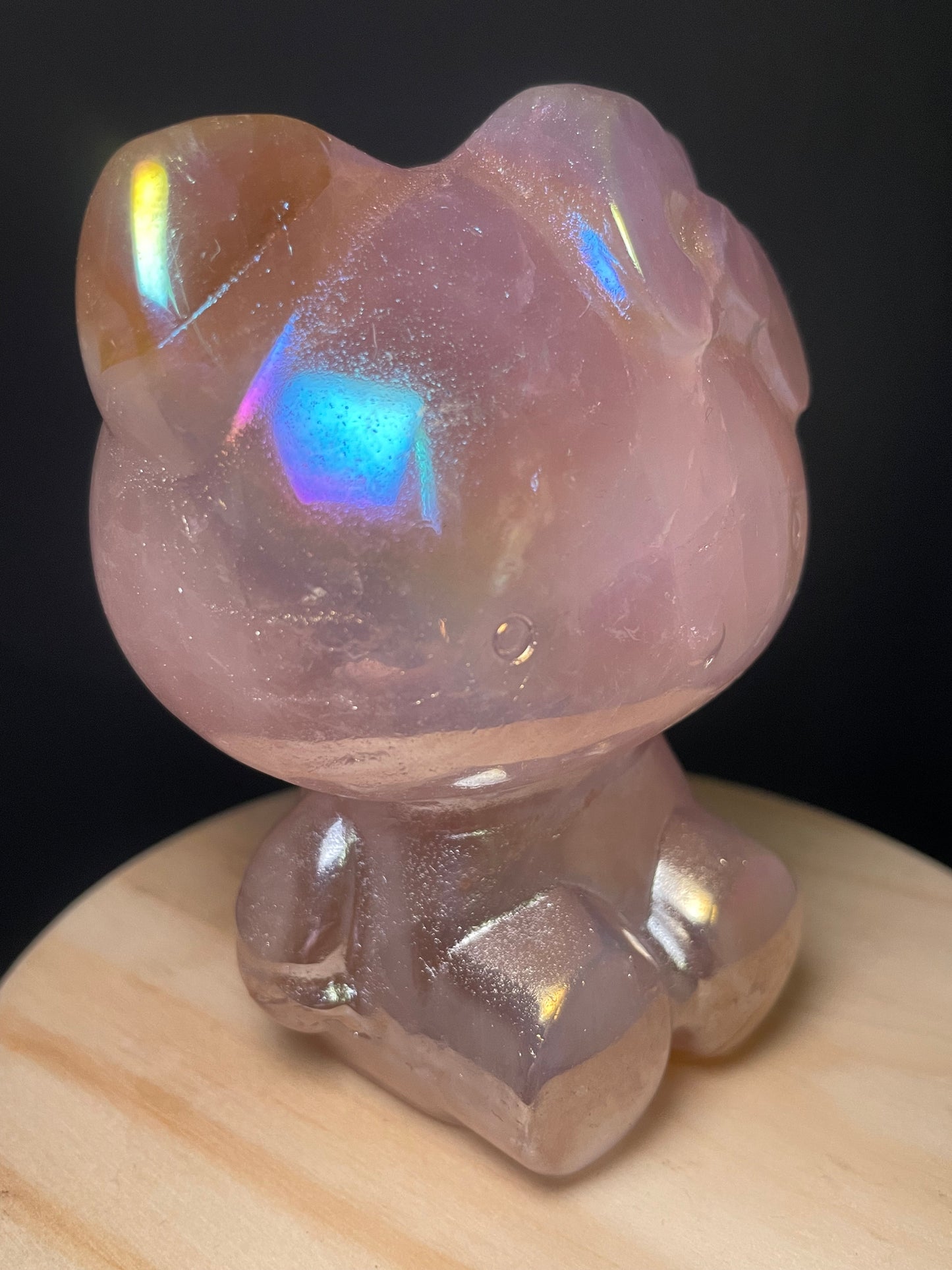 X-Large Aura Rose Quartz Crystal Kitties