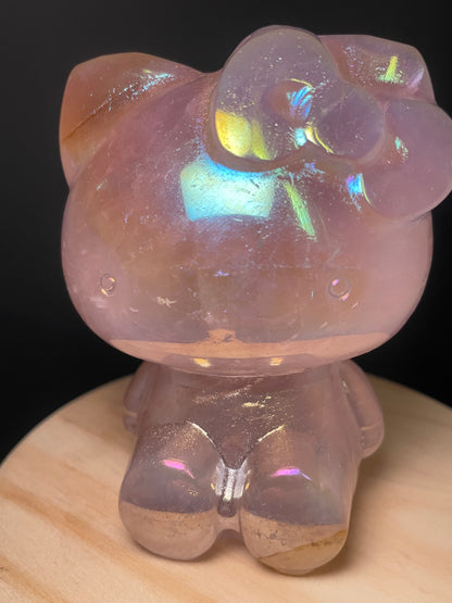 X-Large Aura Rose Quartz Crystal Kitties