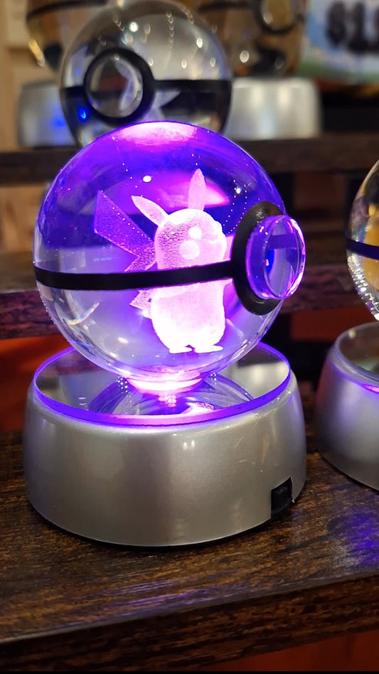 Glass Pokeball on LED Light Stand